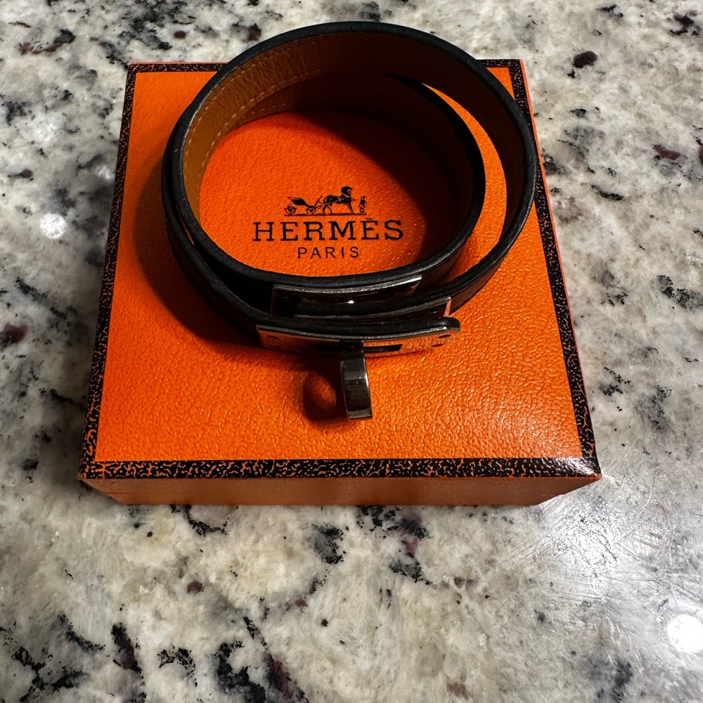 Hermes Mini Double Tour Leather Bracelet